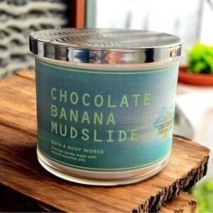 Bath & Body Works Chocolate Banana Mudslide Candle - Blue and Silver